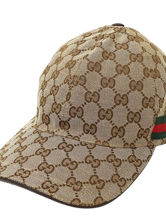 Gucci Cap Web Striped GG Canvas Baseball Beige Brown